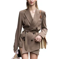 

Fashion Style Elegant Buttons Long Coats Woman Formal Dress Office Work Blazer Dress