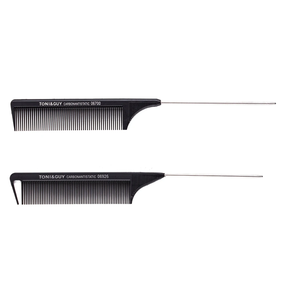 

Private Label Pro Salon Dressing Tool Carbon Antistatic Long Steel Tail Thin Teeth Hair Braiding Comb, Black