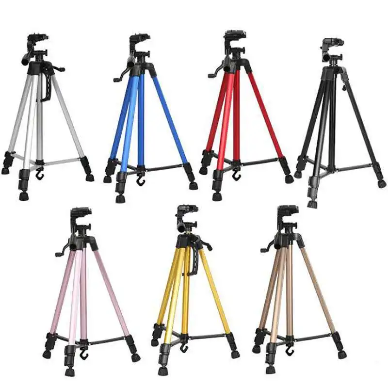 

3366 Mobile Phone Tripod Stand Travel Tripod Phone Aluminum 40inch Universal Photography for Gopro Iphone Samsung Xiaomi Huawei, Black silver