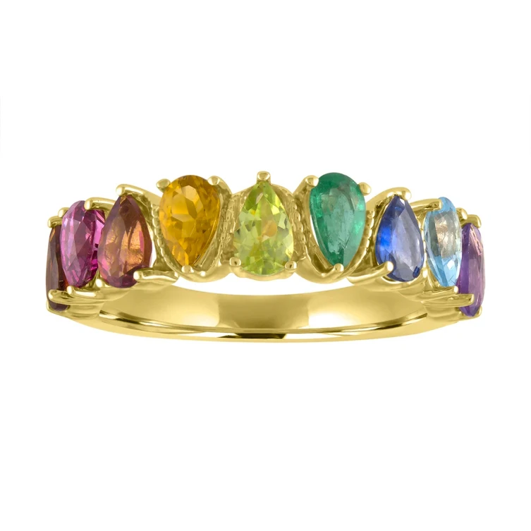 

Gemnel 925 silver price per gram jewelry pear shape band rainbow wedding ring