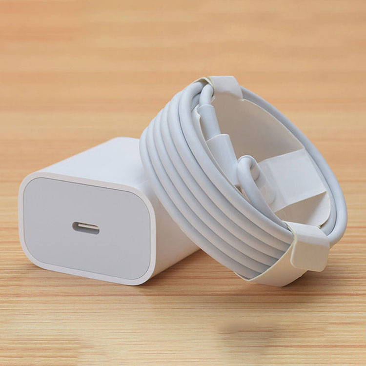 

High quality customizable TPE data line type c fast charging cable + PD 20W charger for iphone, White/oem