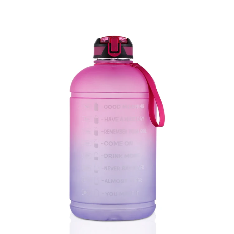 

128oz Bpa Free Wholesale Tritan Plastic Sports Motivational Half Gallon Big Water Bottle With Wide Mouth Straw Lid, Customized color