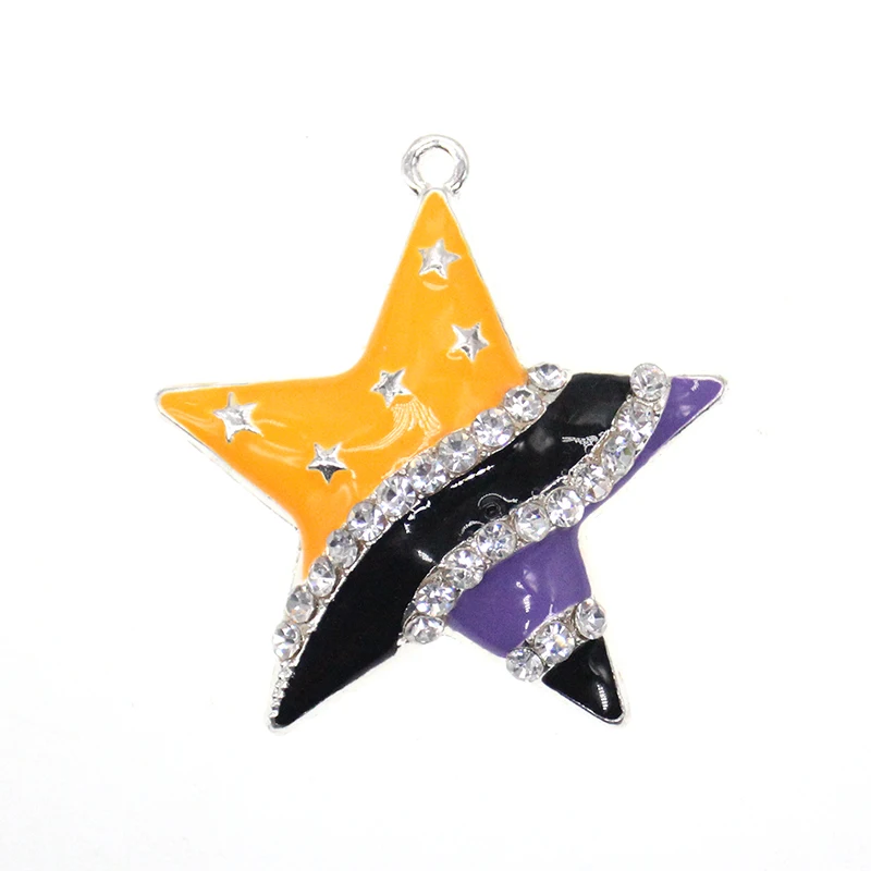 

Enamel Rhinestone Bling Bling Star Pendant For Women Jewelry Accessories Charm, As picture