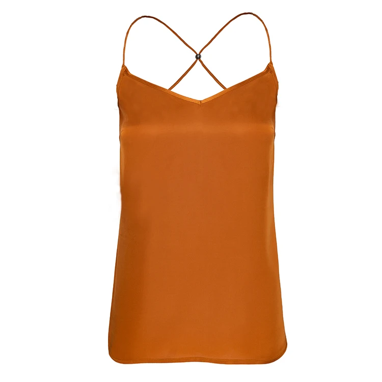 

Factory Fashion Sleeveless Woven High Quality Viscose Women's Sexy Cross Straps Crop Top Small Size Camis Ice Silk Tank