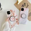 For iPhone 11 Case Marble IMD Fashion Grip Stand Holder Silicone Soft Phone Case For Iphone 11 Pro Max Back Cover Coque