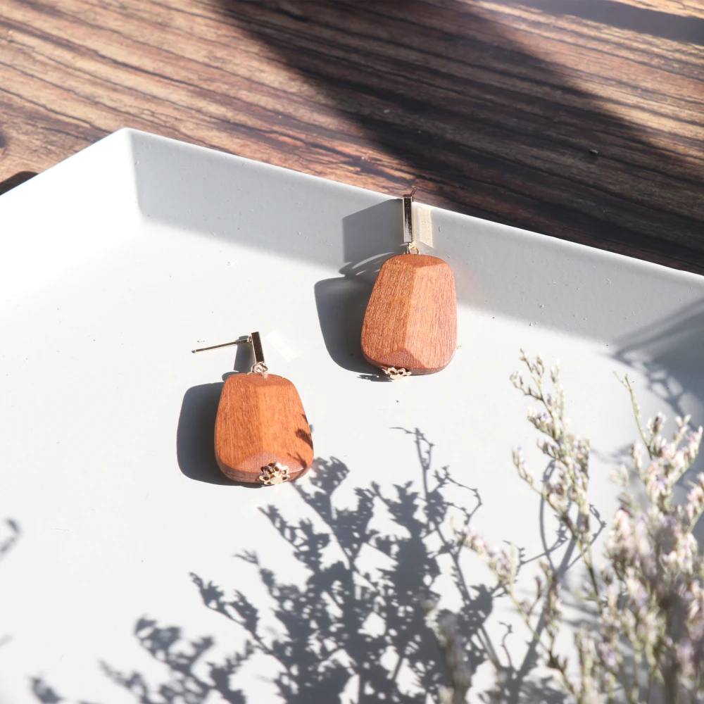 

Vintage Ethnic Drop Earrings for Women Simple Geometric Square Wooden Earring Party Jewelry, Colorful