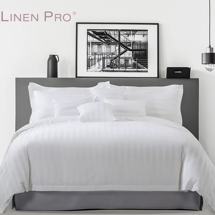 Image of LINENPRO Highly Cost Effective Plain Dyed Hotel Bed Linen Satin Fabric Comforter Sets King Size Luxury Bedding