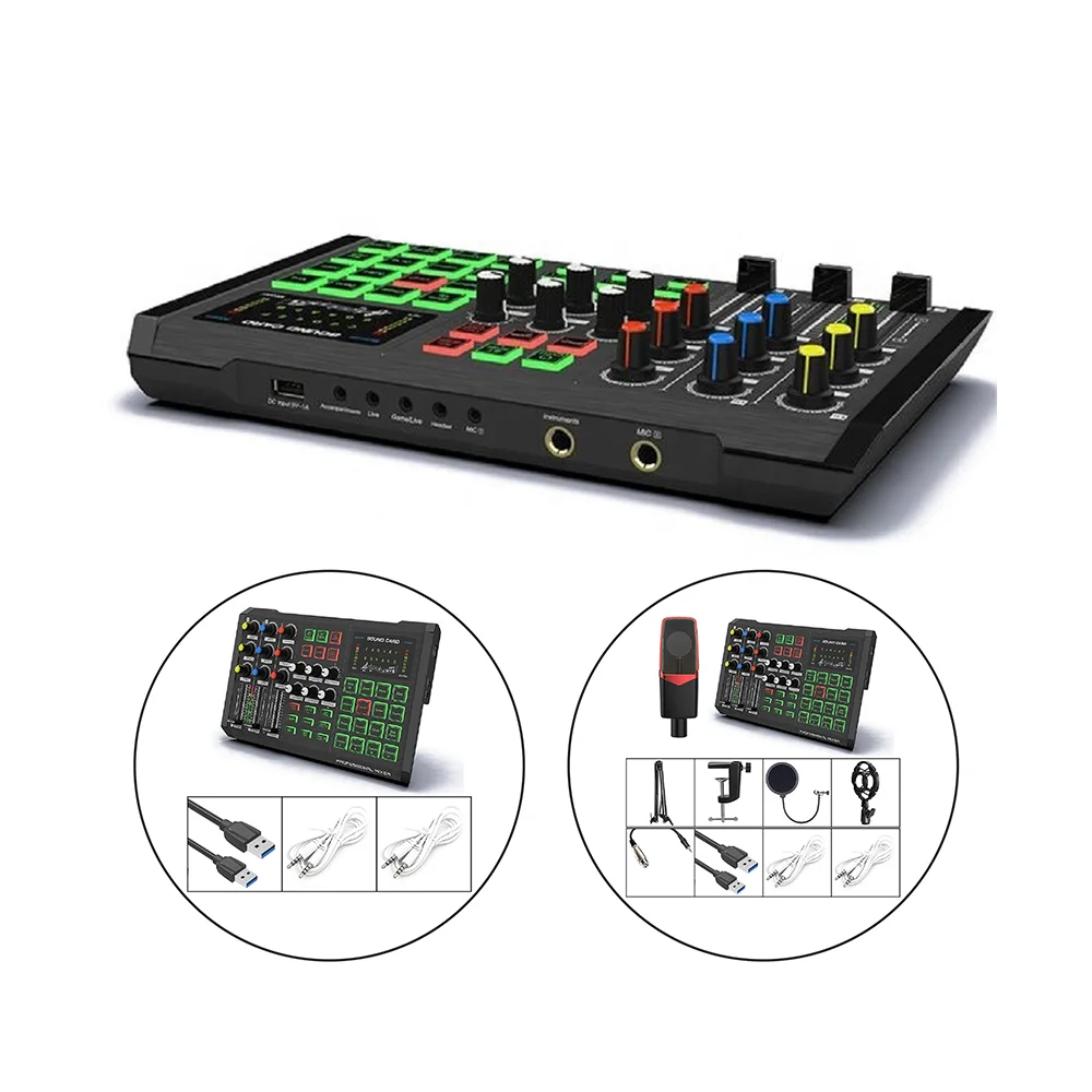 

Home studio live broadcast singing recording audio mixer external external usb sound card