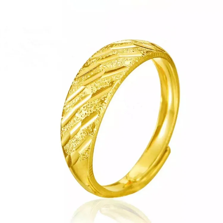 

Wholesale Vietnam Sand Gold Brass Gold-Plated Fashion Simple Opening Starry Smooth Ring Men And Women Couple Jewelry