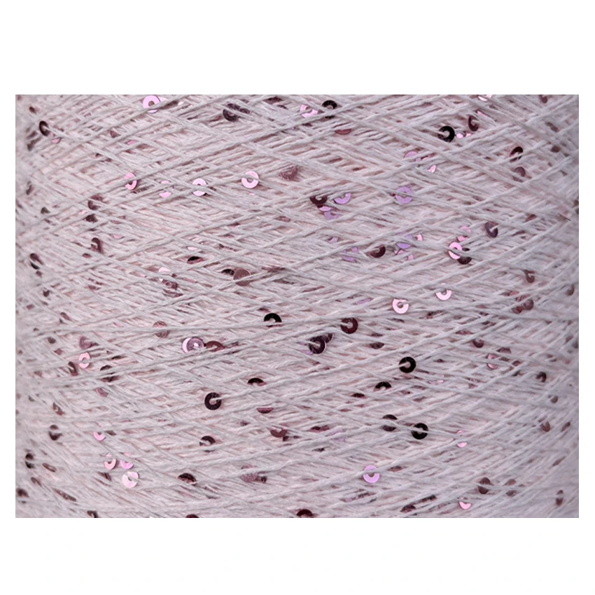 Factory Fancy 100% Cotton Yarn with Dyed Sequins 2mm/3mm Sequins for Knitting