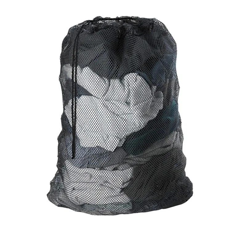 

Heavy duty large mesh laundry wash storage bag with drawstring, Black or custom