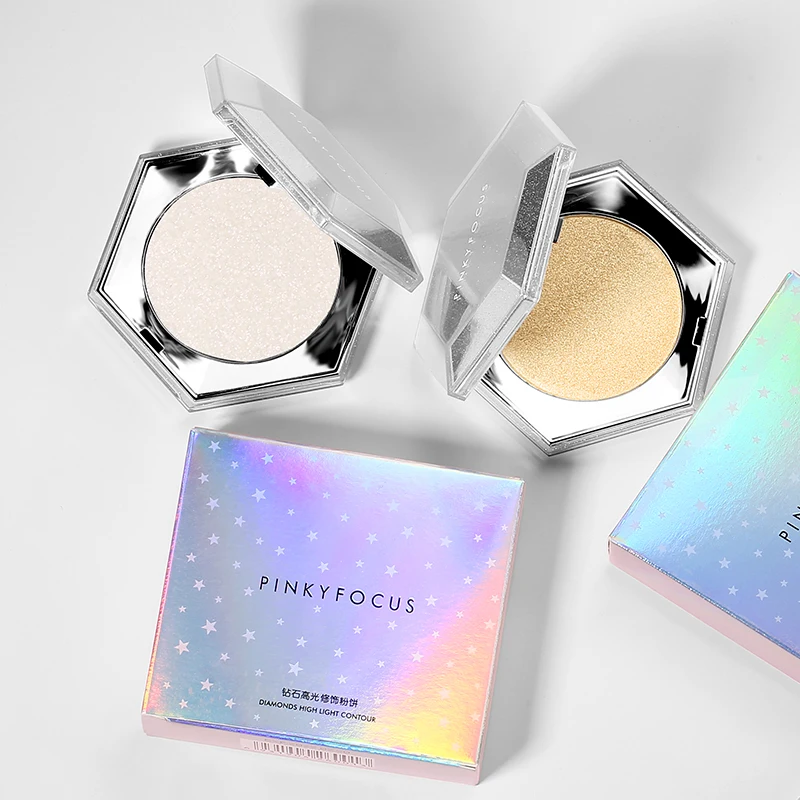 

2021 Wholesale Private Label Shimmer Highlighter Pigment Pressed Glow Powder Highlighter Makeup, 3 colors