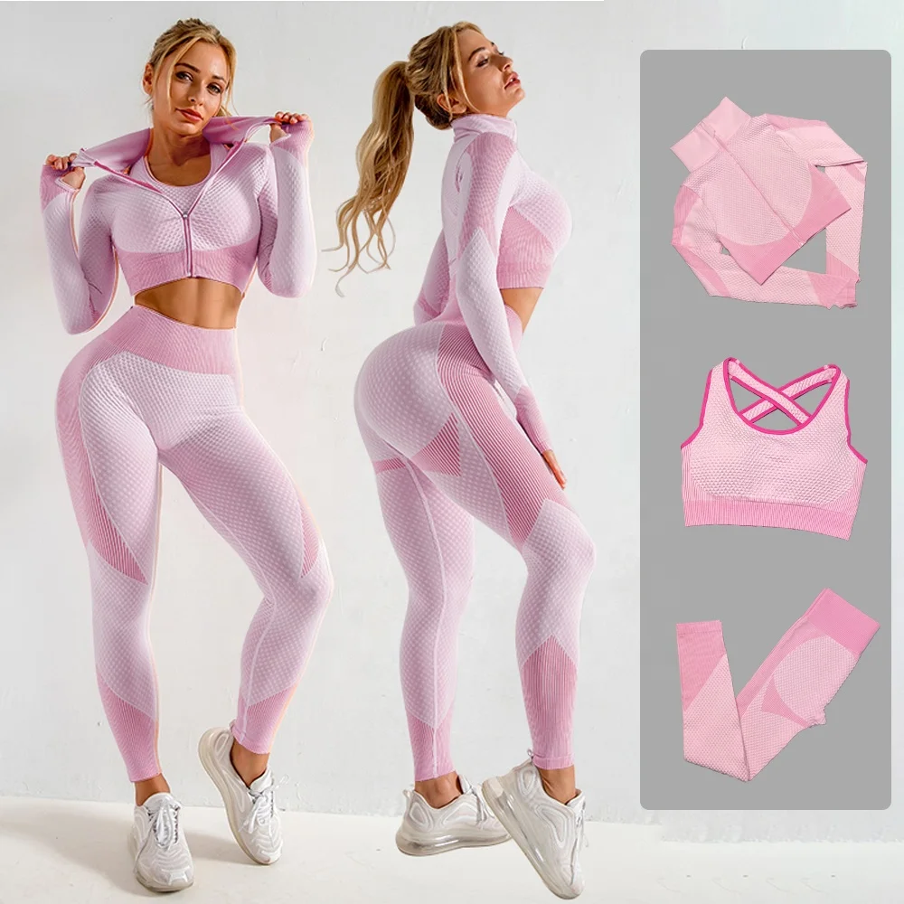 

Glorystar Seamless Set Women Long Sleeve Workout Clothes Fitness Jacket Yoga Tops Gym Leggings Women Activewear Set Sports Suits, Customized colors