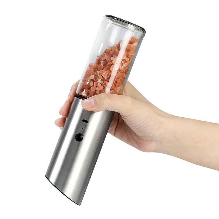 Chinagama Stainless Steel battery Electric automatatic USB Rechargeable adjustable Salt Pepper Mill grinder with 150ml Glass Jar