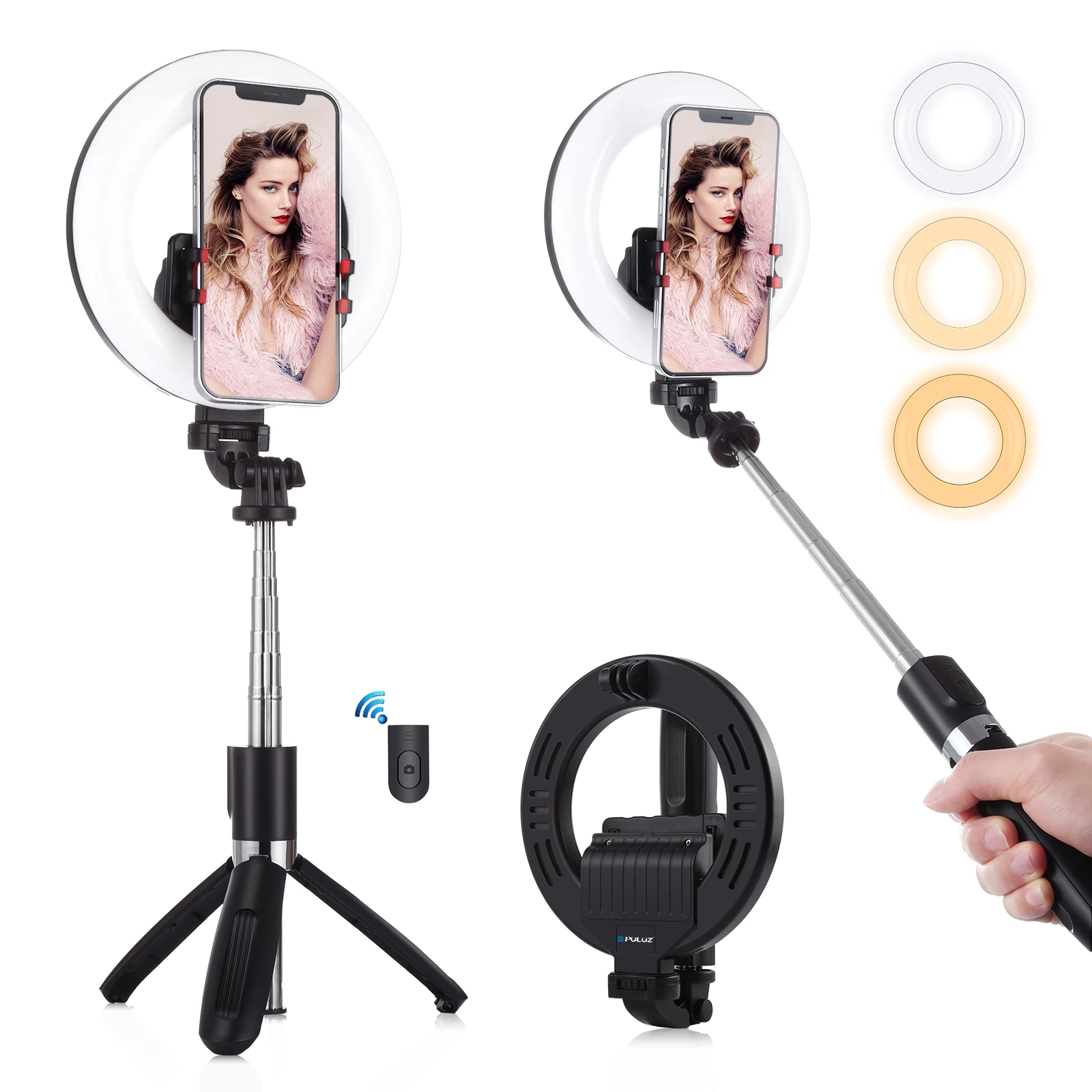 

Amazon Hot Sale PULUZ 6.3 inch LED Ring Light Live Broadcast Vlogging Selfie Ring Light Selfie Stick Tripod Stand for Smartphone