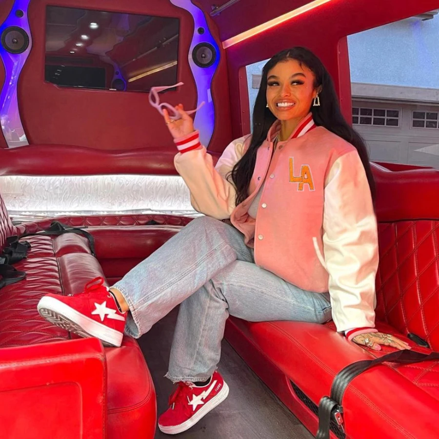 

Kliou K21L06648 Multicolor Autumn Winter Baseball Uniform 2021 Women Coat Letter Women Jacket, Customized color