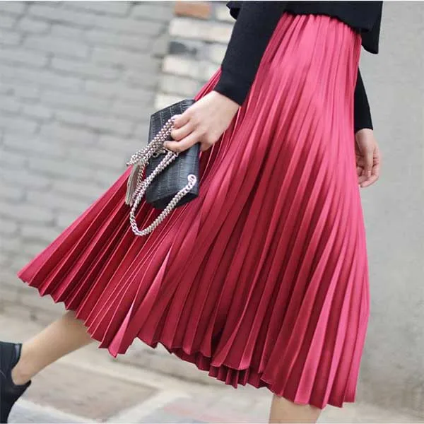 

Hot sale Fashion Shinny ladies new fashion pleated skirt, As pic show or according your need