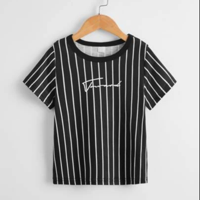 

Wholesale slim fit 95% cotton 5% elastane plain t shirts custom brand graphic loose fit Mens Letter Graphic Striped Tee shirts, Customized colors