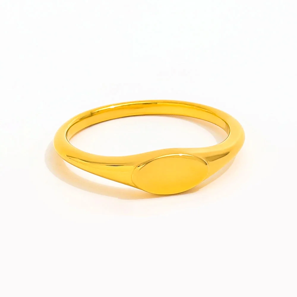 High End 18K Plain Gold Rings Stainless Steel Trendy Simple Gold Plated Jewelry