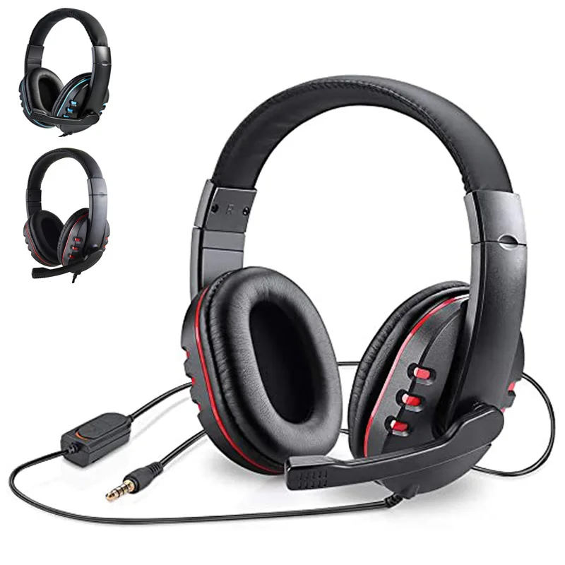 

Professional Led Light Gamer for Computer Ps4 Ps5 Headphones Bass Stereo Pc Wired Mic Usb Noise Cancelling Gaming Headset Game, Black,red