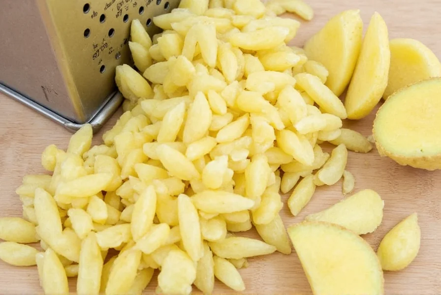 Various dishes featuring freshly grated ginger including stir-fry, baked goods, and tea