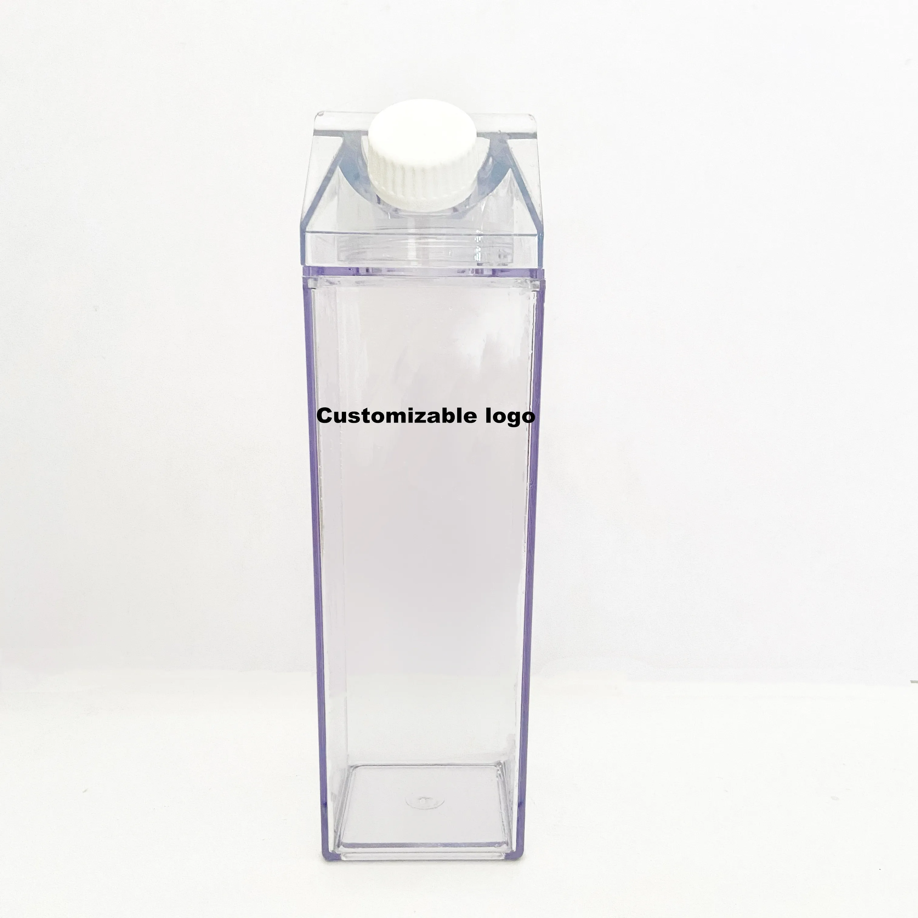 

Custom LOGO 500ml plain milk shape box reusable plastic clear milk carton water bottle