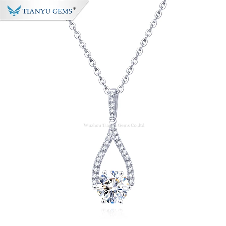 

Tianyu gems 1ct heart and arrow cut single moissanite diamonds white gold women pendant necklace