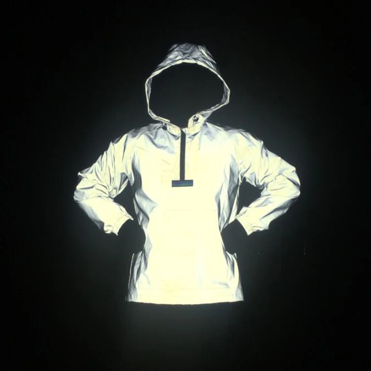

Wholesale Mens Blank Reflective Pullover Windbreaker Jacket, Gray