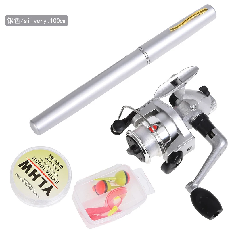 

mini telescopic portable combo pen style with Aluminum Alloy reel lure baits and jig hooks fishing rod combo