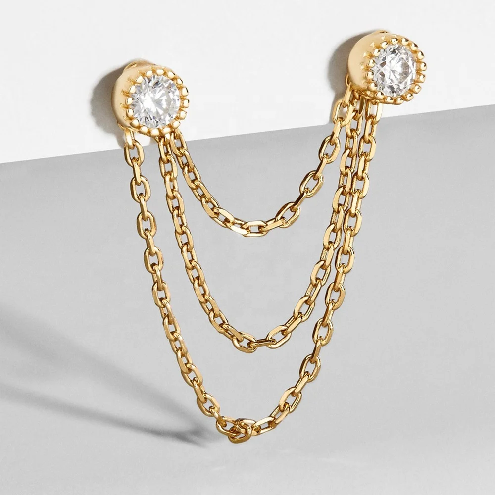 

Kaimei Simple metal belt chain diamond earrings punk dangle cuff earrings fashion jewelry long chain dangling gold earrings, Many colors fyi