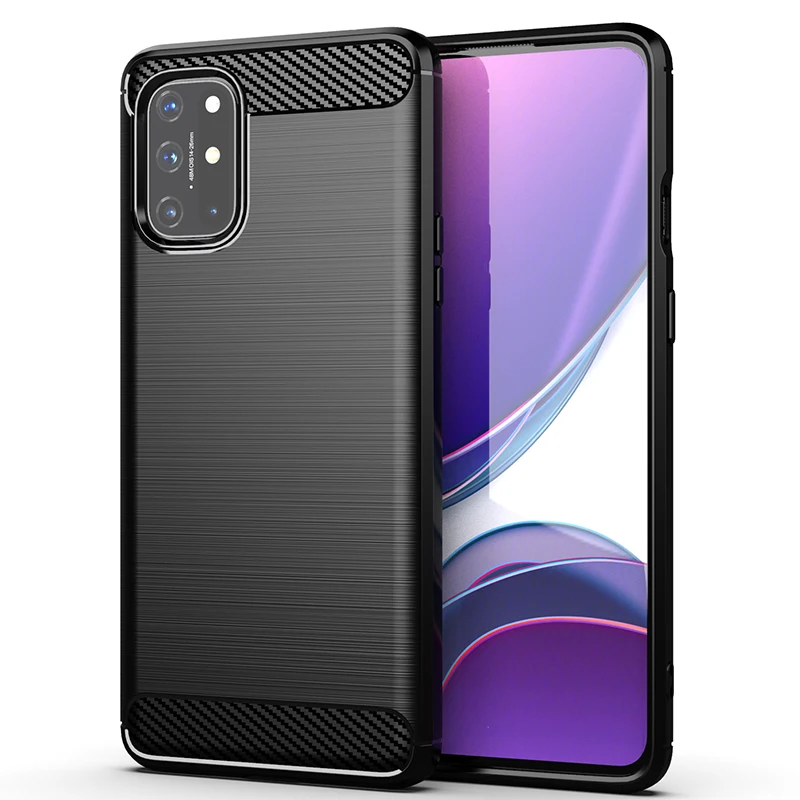

Luxury 2021 Carbon Fiber Tpu Shockproof Soft Silicone Mobile Cell Phone Case Back Cover Accessories For OnePlus 9R, 4 colors