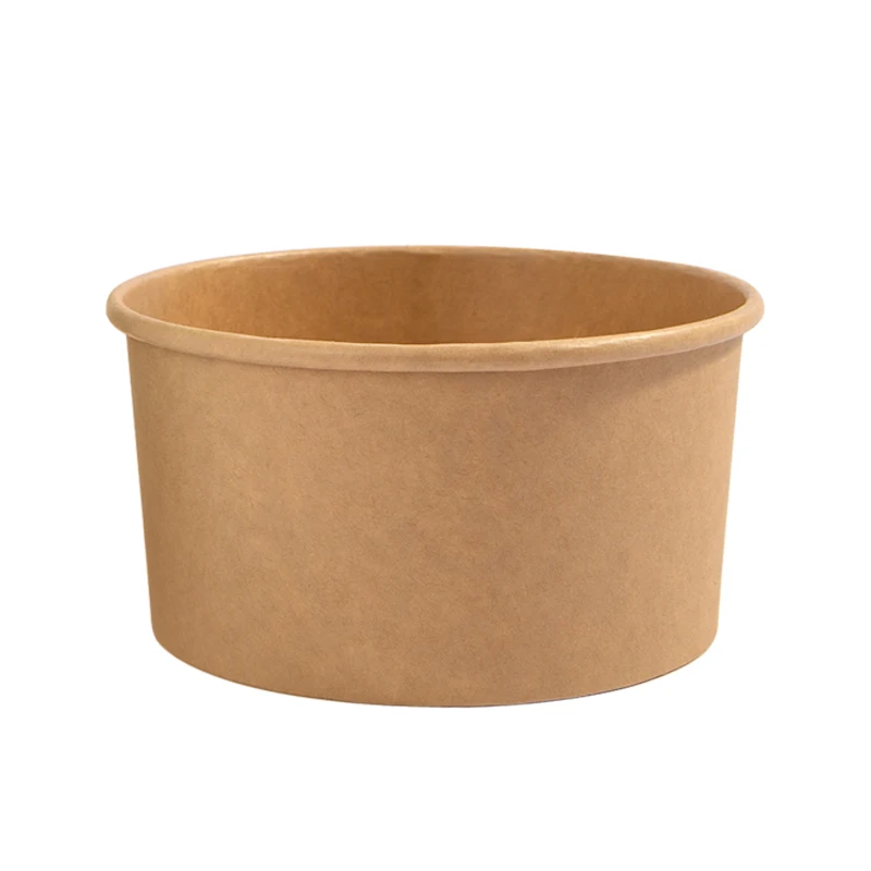 

Manufacturers Supplier Disposable Takeaway Box 1000ml Brown Kraft Paper Salad Bowl With Paper Lid