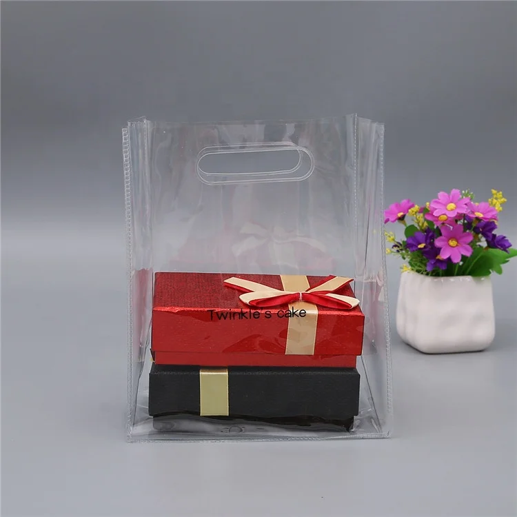 

Fashion handle clear pvc transparent gift bag with custom printed logo