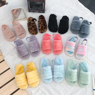 

Womens Fluffy Slippers 2020 Winter House Fluffy Furry Slippers With Female Warm Fur Fluffy Plush Women Indoor Outdoor Slippers, Customized color