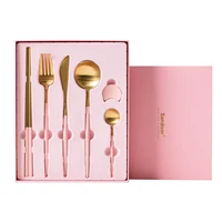 

12 years factory customize Wedding Western Tableware 6 Pcs Set Stainless Steel Flatware Set Cutlery Gift Box Packaging paper box