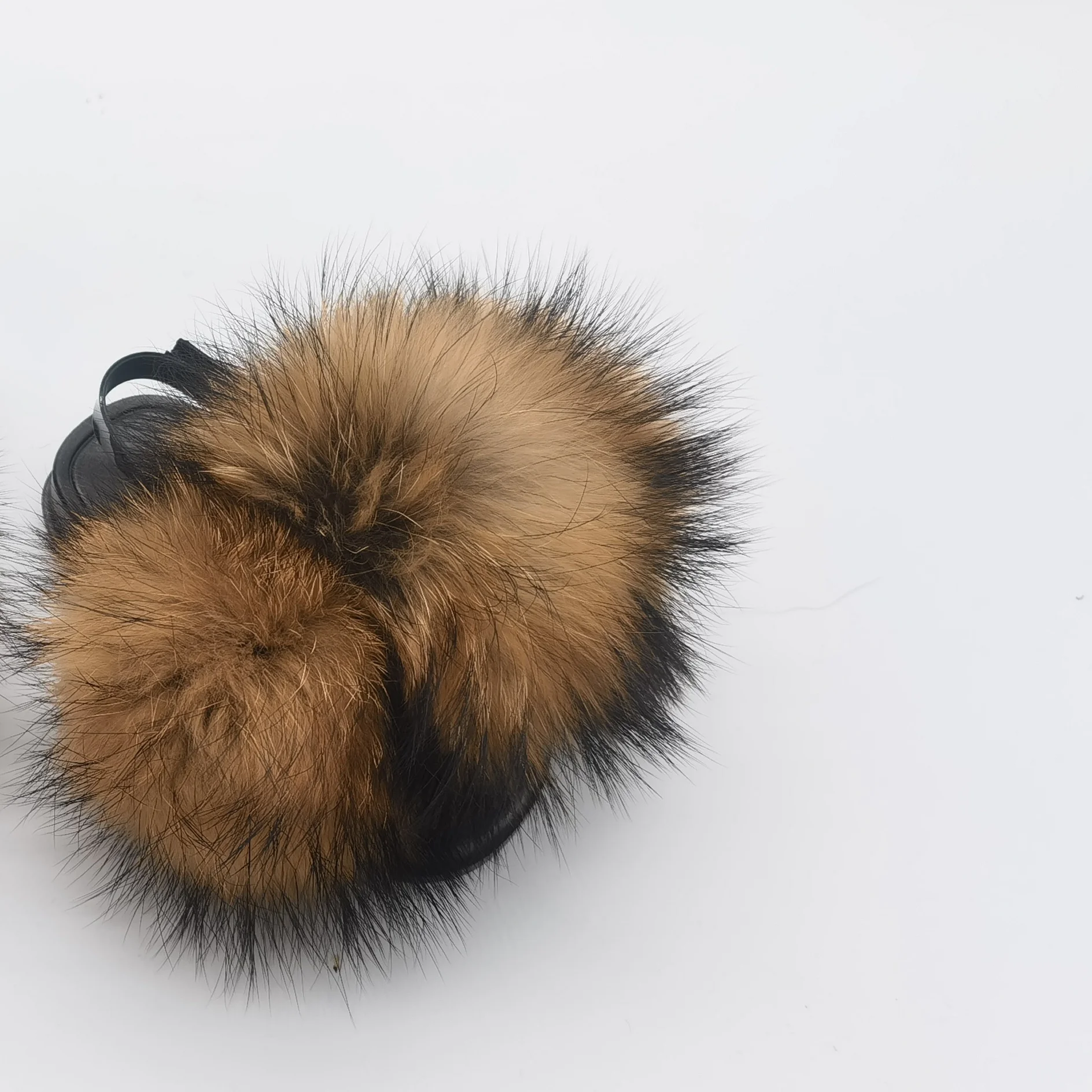 

Drop shipping Fashion and Cute baby 100% real fox fur balls pom pom baby kids children slippers, Customized color