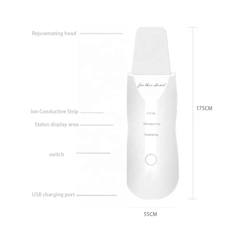 

2021 Hot Selling Professional Beauty Ultrasonic With Nano Deep Face Cleaning Spatula Skin Scrubber