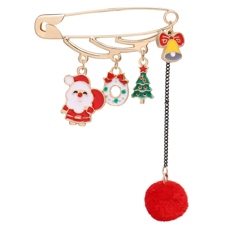 

Merry Christmas Series Enamel Crystal Heart Brooch Crystal Christmas Tree Santa Brooch Pin, Red