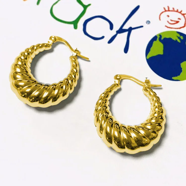 

2021 Stainless Steel Gold Color Classic Ear Buckle Rope Twisted Earring Croissant Hoop Earrings For Women Jewelry Accessories, As pic shown