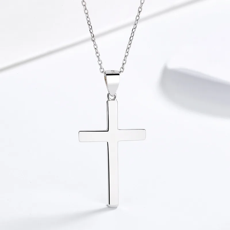 

New Necklace Christian Religious Pendant Sterling Silver Necklace Wholesale Sterling Silver Cross Pendant, Platinum