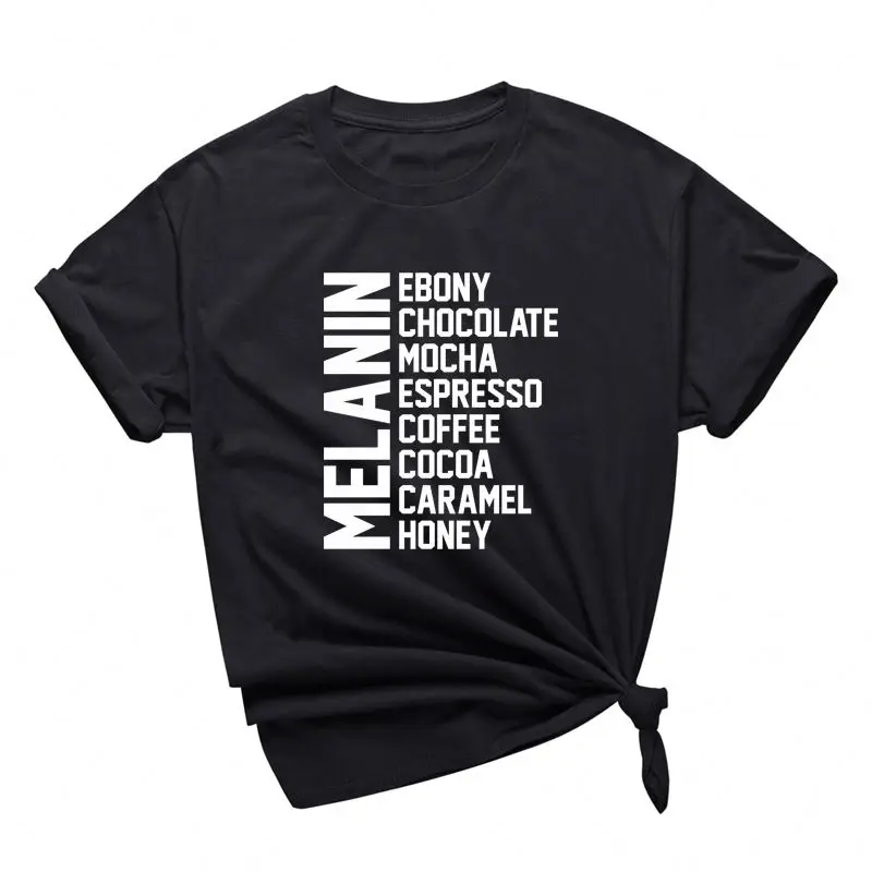 

Wholesale Melanin List T Shirt Unisex Black Culture Slogan Tee Shirts Black Lives Matter Tops