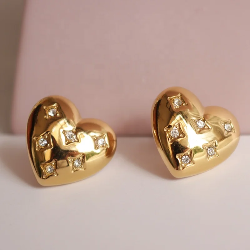 

Hypoallergenic Non Tarnish Heart Stud Earring Stainless Steel Fine Jewelry