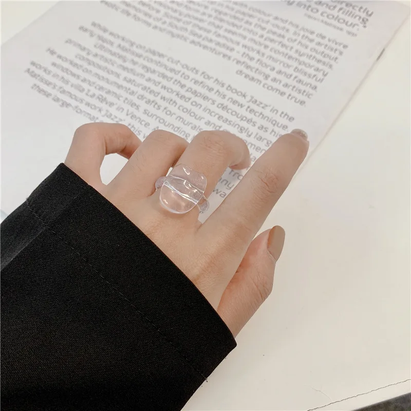 

JUHU New Vintage Fashion Acrylic Acetic Acid Round Resin Hand Finger Rings for Men Women Jewelry Gift clear resin rings, Colorful