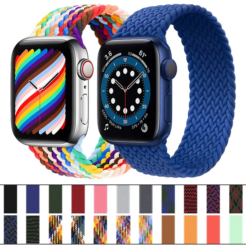 

New Arrival Edition Pride Pistachio Color Braided Solo Loop Fabric Watch Band Strap For Apple Watch for iWatch Series SE 5 4 3