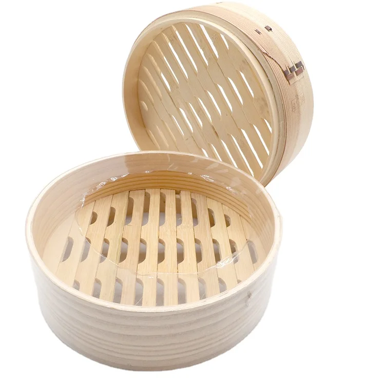 
Natural Kitchen Tools Mini Food 2 Tier Bamboo Basket Steamer 12 inch  (1600100397848)