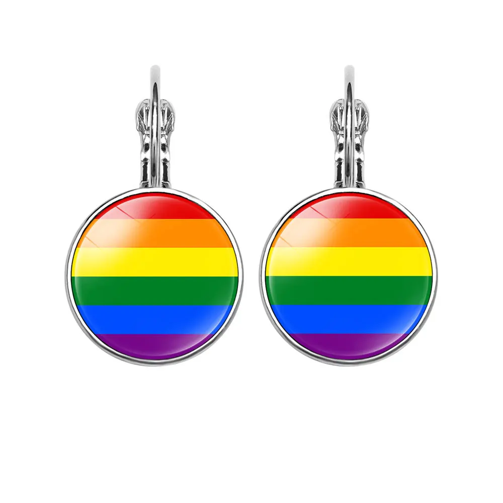 

Popular Pride Jewelry Rainbow Color Glass Earrings LGBT Gay Lesbian Pride Simple Hoop Earrings Creative Festive gifts, Multiple