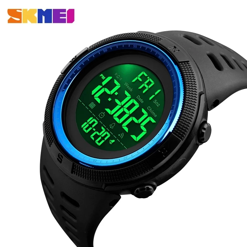 

SKMEI 1251 Men Digital Wristwatch Multifunctional Men Sport Watch 12/24 Hour LED Digital 50M Waterproof Watches