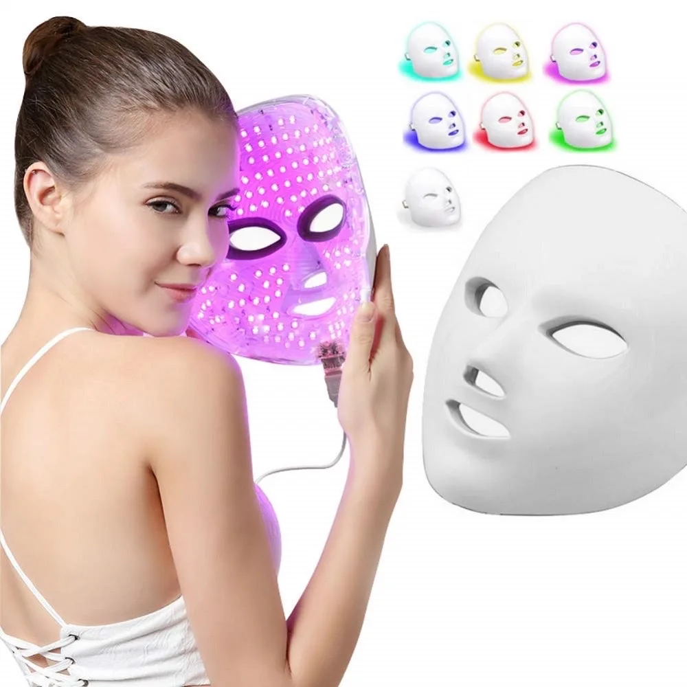

7 Colorful Photon Voice Activated Led Anti Agning Mask Wireless Silicone Beauty Therapy Face Facial Led Mask