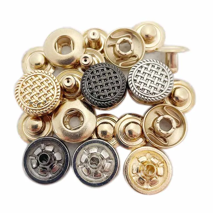 

12mm Custom design logo Zinc alloy four parts press metal snap button for clothing