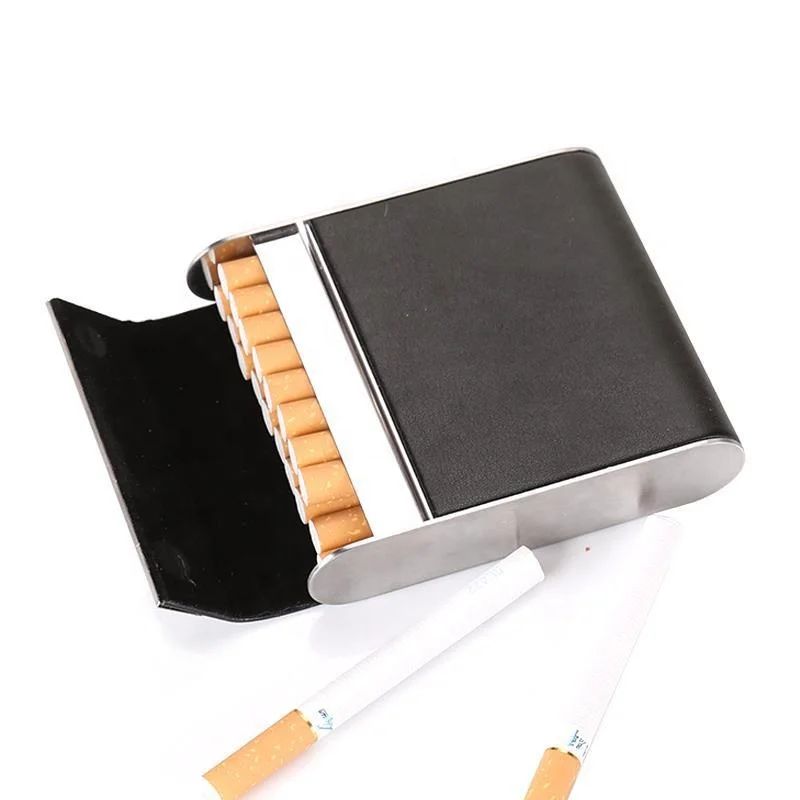 

2020 PU Faux Leather Regular Size Pocket Carrying Cigarette Box Case to Hold 20 Cigarettes, Black, dark brown, grey, brown, red